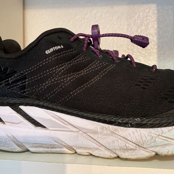 Hoka One One Mens Clifton 6 Black Running Walking Sneakers - Picture 6 of 16